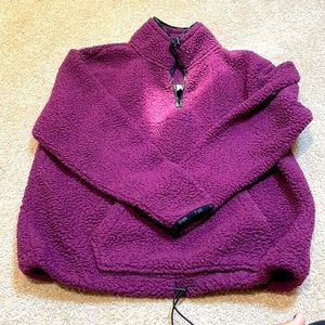 PINK burgundy Sherpa sweatshirt.